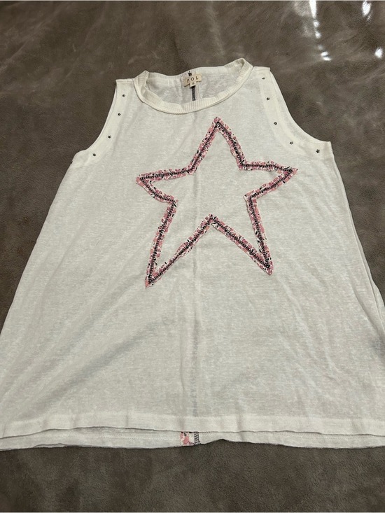 POL Tops - POL Women’s White Sleeveless Tank with Pink-Trim Star
